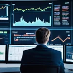 Home 15 위험관리 실무에서 데이터 분석의 역할 - **Financial Risk Management with Data Analytics**
A dynamic, high-tech financial trading room or...